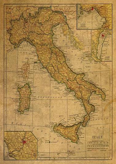 Vintage map of Italy